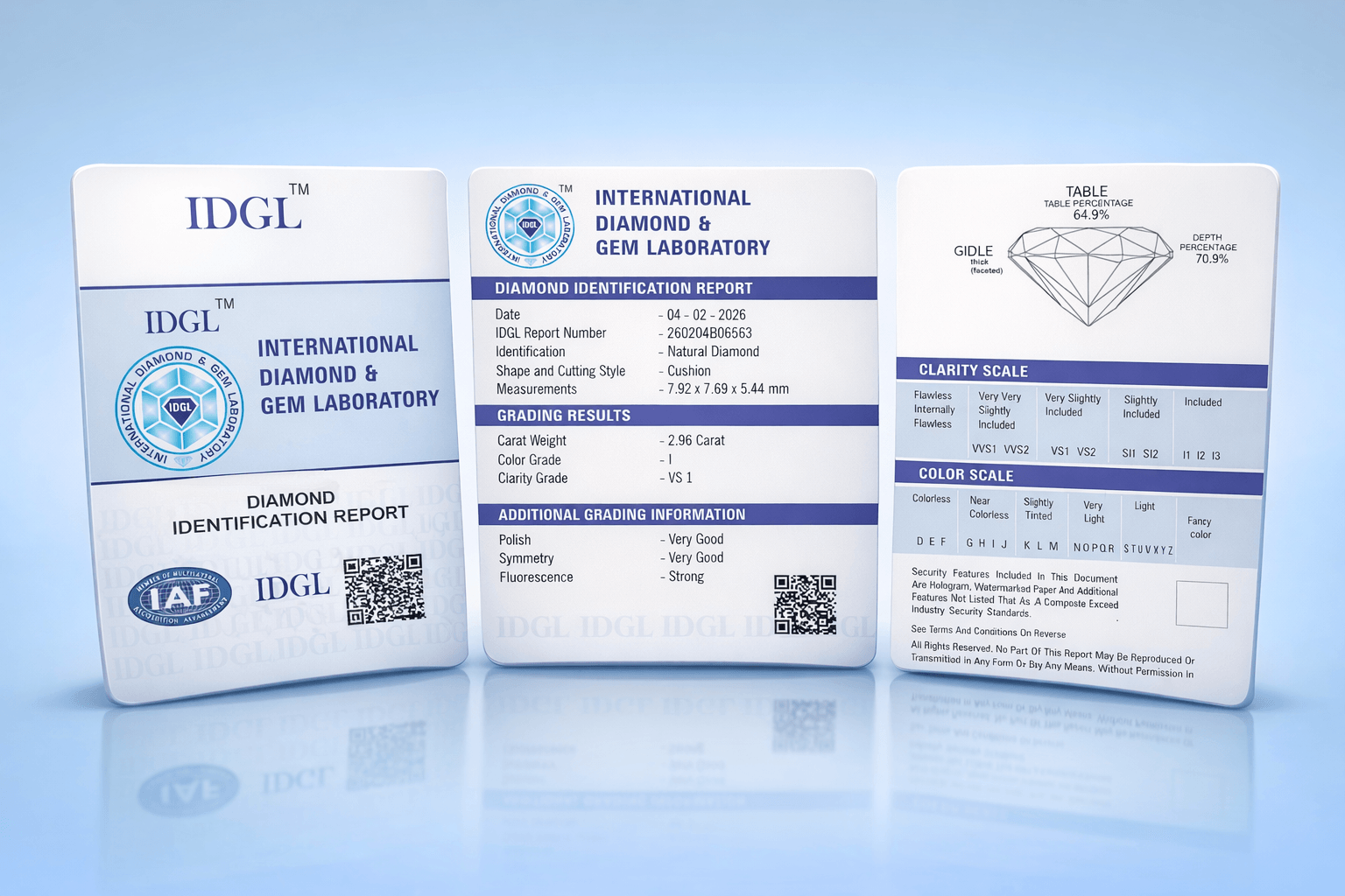 Natural loose diamond certification report